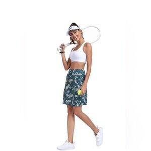 Mofiz XXL Soft Green Multicolor Paisley Print A Line Golf‎ Skort Pockets NWT